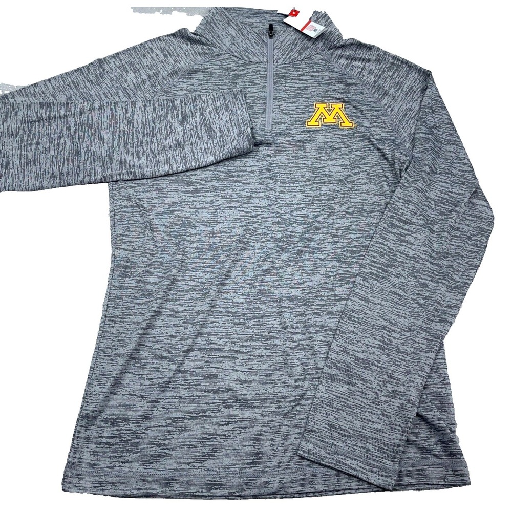 Minnesota‎ Golden Gophers Shirt Men Small Gray Tee Pullover Performance 1/4 Zip